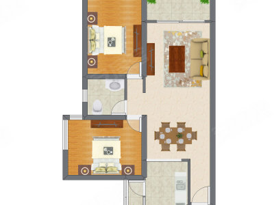 2室2厅 85.80平米户型图
