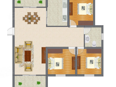 3室2厅 93.74平米