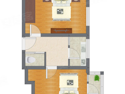 2室1厅 50.31平米
