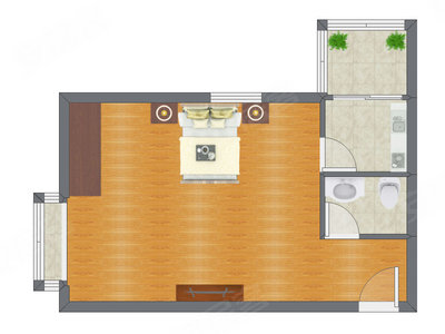 1室0厅 65.71平米户型图