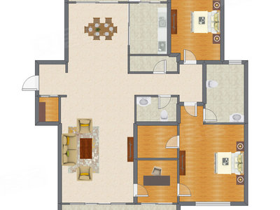 3室2厅 215.00平米户型图