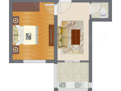 1室1厅 40.67平米户型图