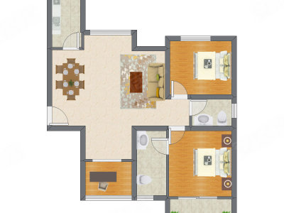 3室2厅 98.02平米