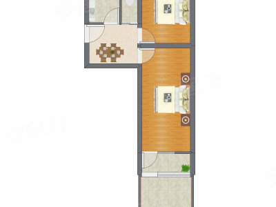 2室1厅 48.30平米