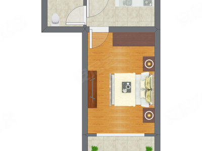 1室0厅 31.24平米户型图