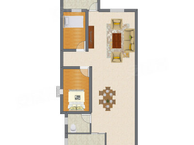 2室2厅 80.15平米户型图