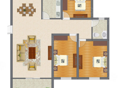 3室1厅 91.76平米