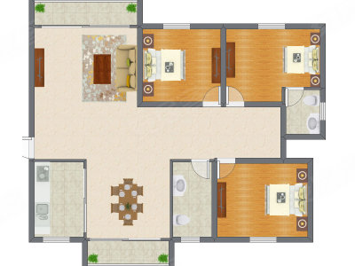 3室2厅 134.50平米
