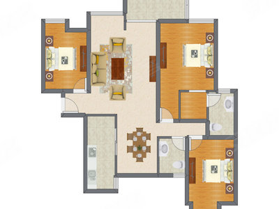 3室2厅 125.11平米