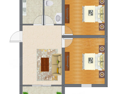 2室1厅 95.74平米户型图