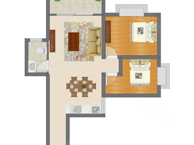 2室2厅 69.56平米