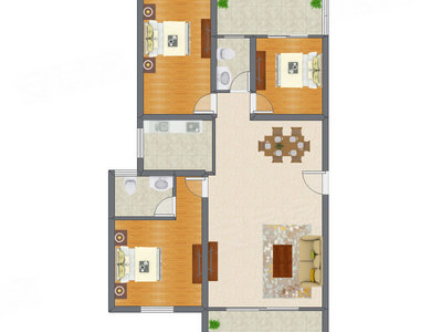 3室2厅 132.65平米户型图