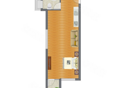 1室0厅 60.38平米户型图