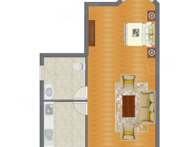 1室1厅 50.67平米