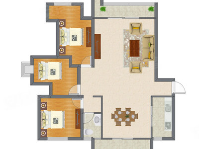 3室1厅 92.31平米