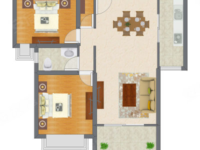 2室2厅 97.90平米户型图