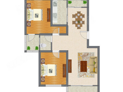 2室2厅 99.29平米