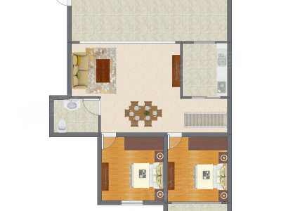 2室2厅 98.23平米