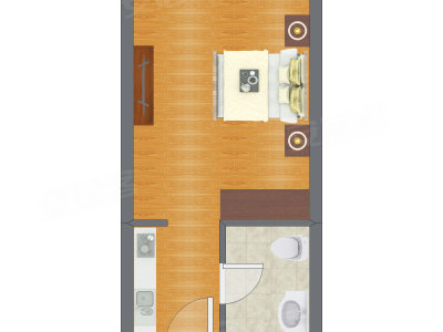 1室0厅 40.54平米户型图