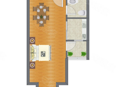 1室0厅 46.77平米户型图