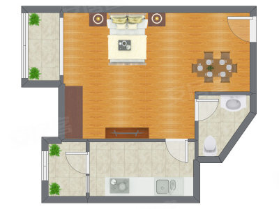 1室0厅 64.94平米户型图