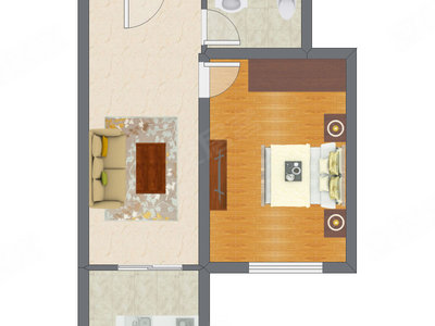 1室1厅 54.44平米户型图
