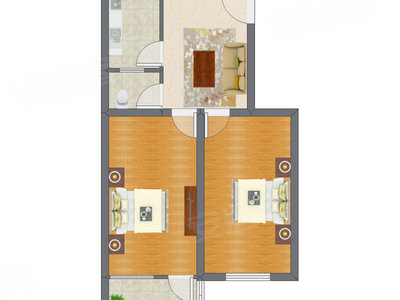 2室1厅 55.36平米户型图
