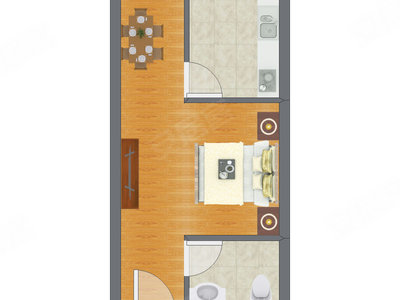 1室1厅 33.93平米户型图
