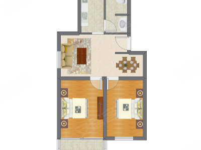 2室2厅 72.54平米户型图