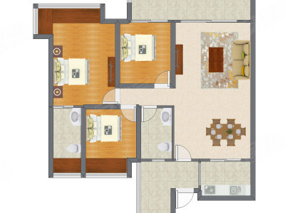 3室2厅 115.23平米户型图