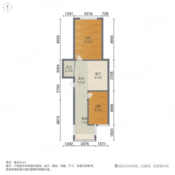 慧博园小区3室1厅1卫82㎡南北40万