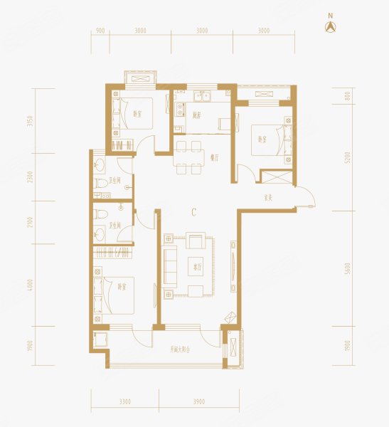 幸福城3室2厅2卫128.86㎡南133万