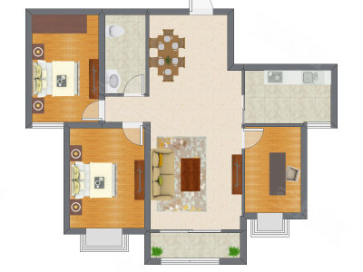3室2厅 113.23平米户型图