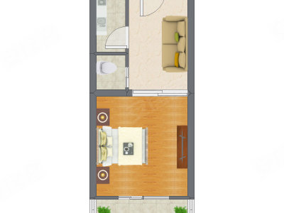 1室1厅 39.35平米户型图