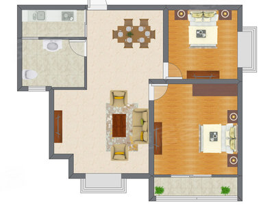 2室2厅 75.87平米户型图