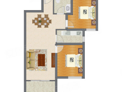 2室2厅 87.85平米户型图