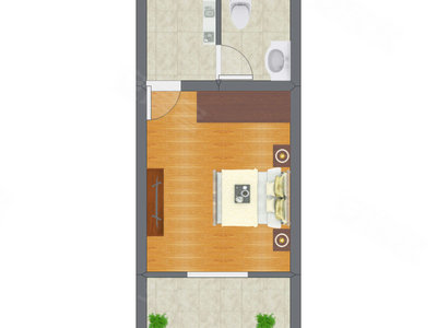 1室0厅 33.41平米户型图