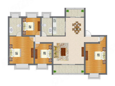 4室2厅 152.00平米户型图