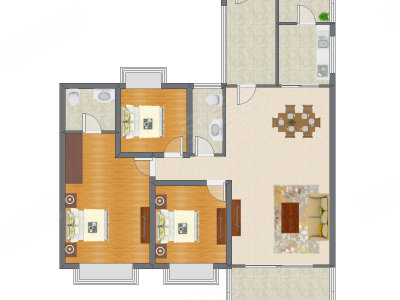 3室2厅 138.81平米户型图