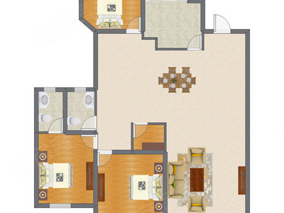3室3厅 143.78平米