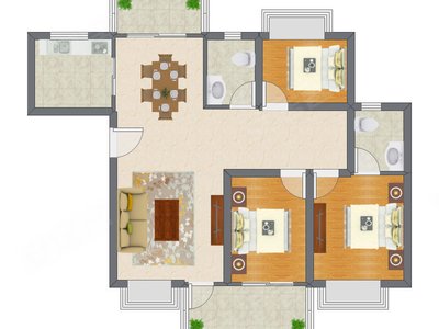 3室2厅 106.25平米