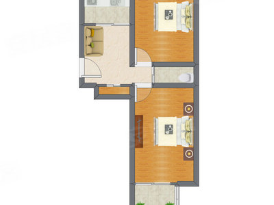 2室1厅 54.28平米户型图