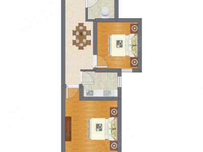 2室1厅 46.00平米户型图