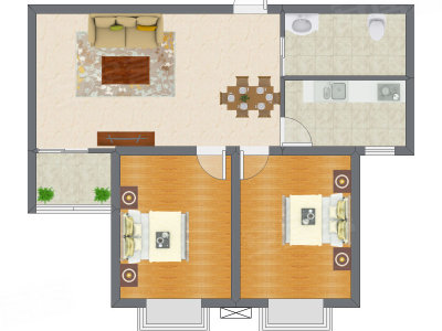 2室2厅 91.15平米