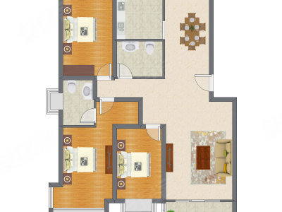 3室2厅 132.77平米户型图
