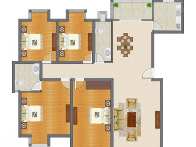 4室2厅 178.46平米户型图