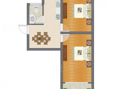2室1厅 52.80平米