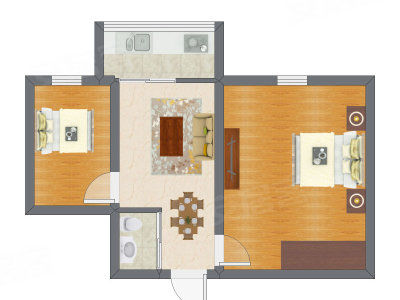 2室2厅 38.20平米户型图