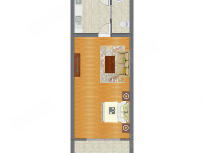 1室0厅 66.23平米户型图
