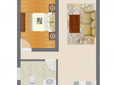 1室1厅 32.40平米户型图